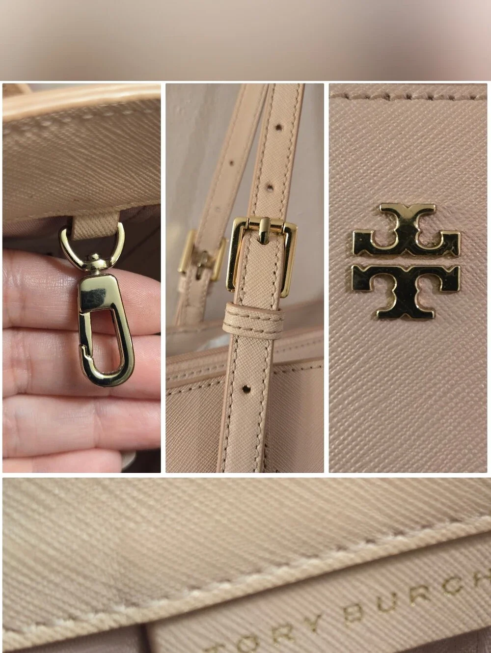 TORY BURCH York Small Tote Bag Pastel Baby Pink Saffiano Leather Diaper Work